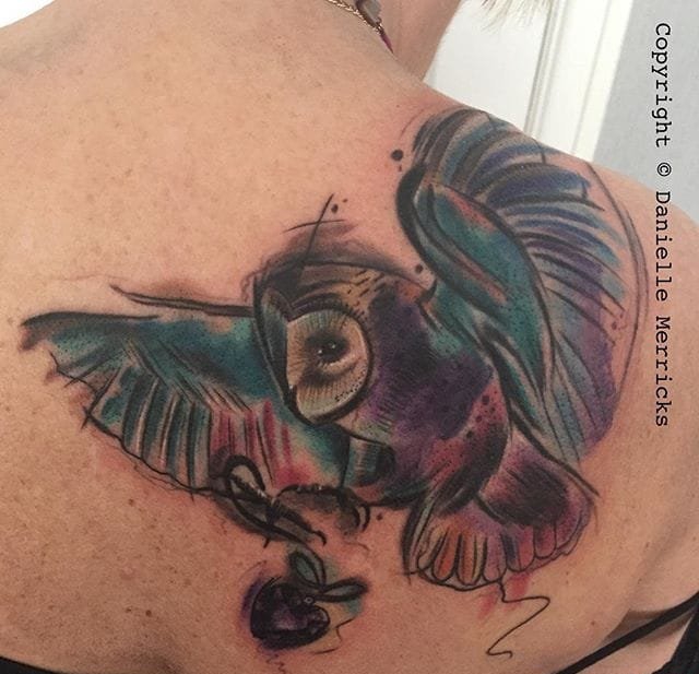 点击大图看下一张：美丽的彩色纹身水彩纹身图案来自于男纹身师丹尼尔