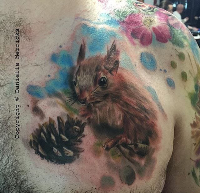 点击大图看下一张：美丽的彩色纹身水彩纹身图案来自于男纹身师丹尼尔