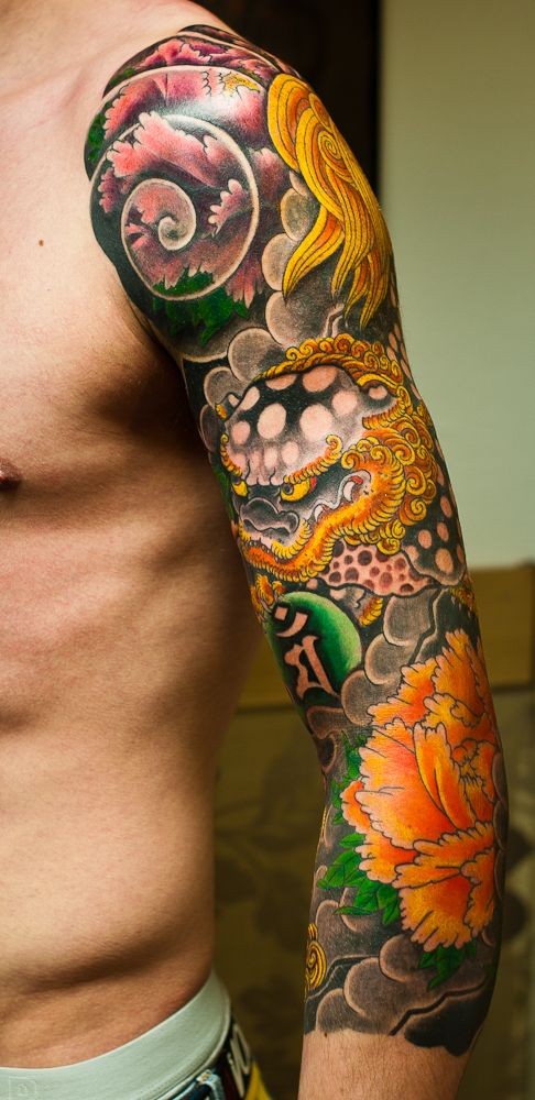 点击大图看下一张：男性黄金手臂纹身图案