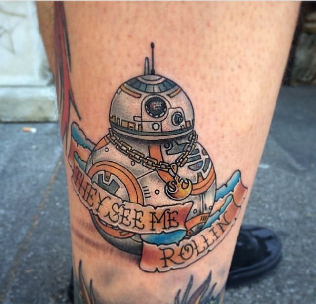 点击大图看下一张：12款靓丽的星际大战机器人BB-8纹身图案