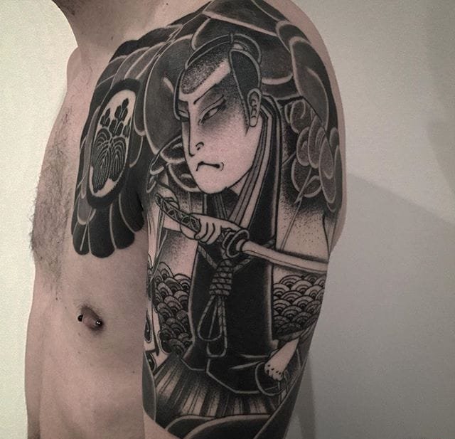 点击大图看下一张：日本创意灵感纹身花臂纹身图案来自于纹身师卢波