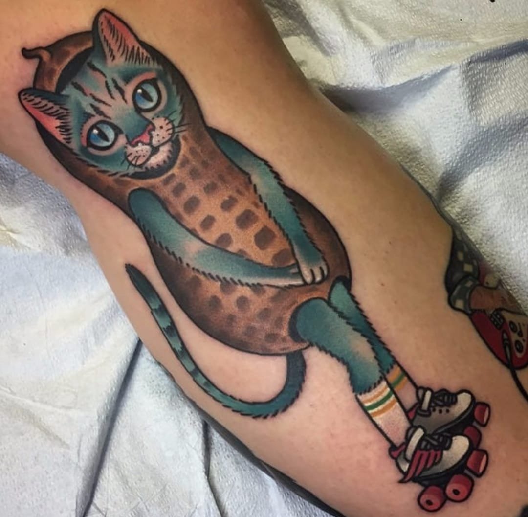 点击大图看下一张：11款可爱的猫纹身纹身图案