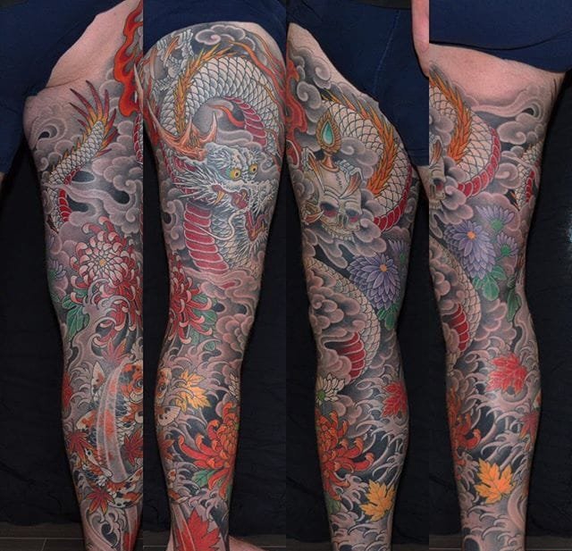 点击大图看下一张：2016年日本最卓越的花臂花腿纹身图案