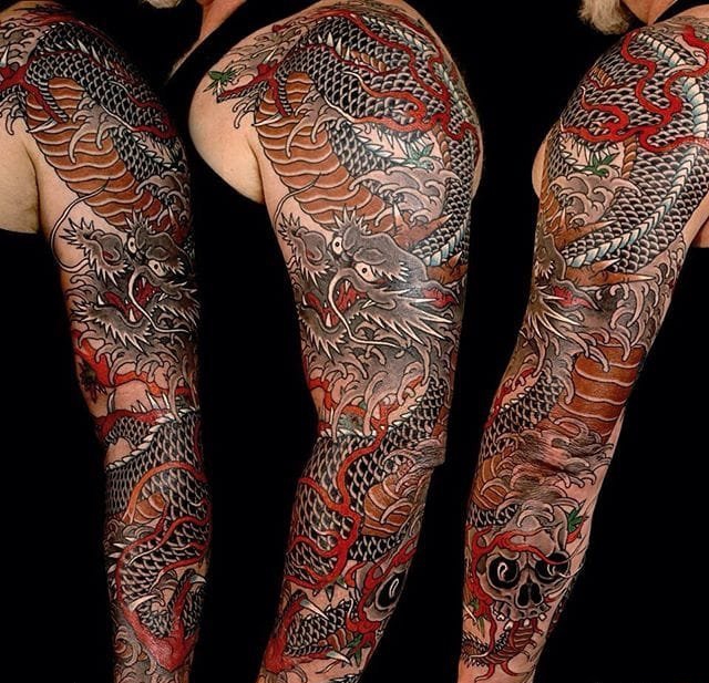 点击大图看下一张：2016年日本最卓越的花臂花腿纹身图案
