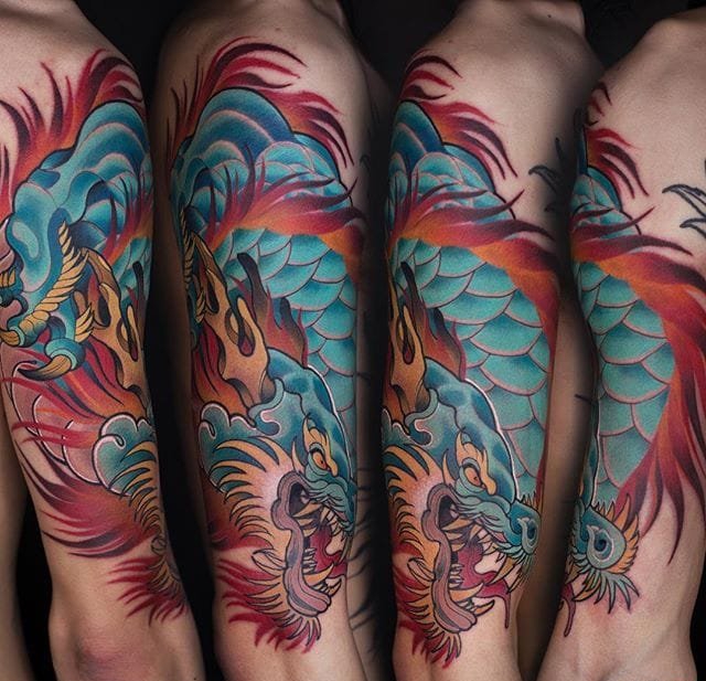 点击大图看下一张：艳丽的新传统风格动物纹身图案来自于纹身师玛雅