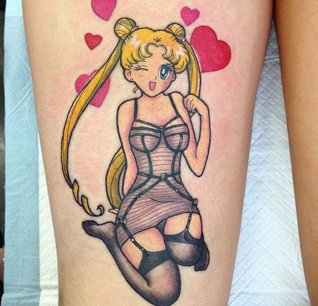 点击大图看下一张：女性手臂卡通彩色纹身动漫纹身图案来自卡莉克罗尔
