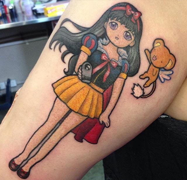 点击大图看下一张：女性手臂卡通彩色纹身动漫纹身图案来自卡莉克罗尔