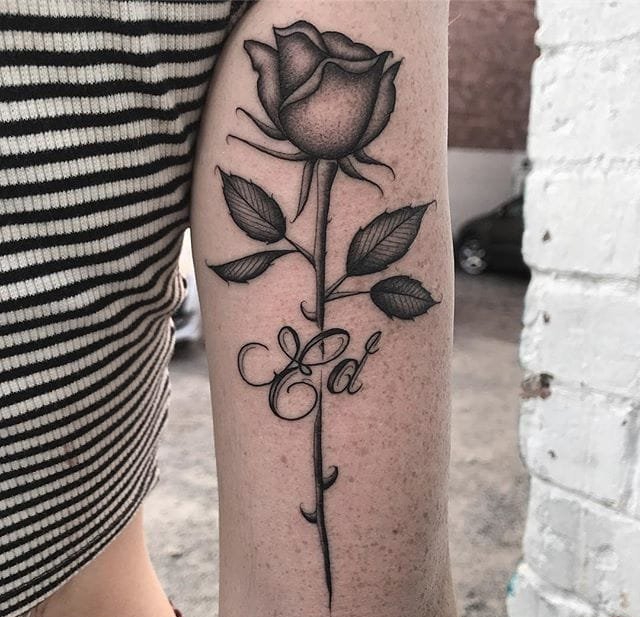点击大图看下一张：纹身玫瑰花纹身图案来自乔丹·霍伯