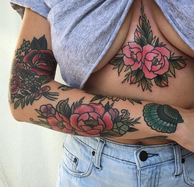 点击大图看下一张：美丽的小清新花和植物纹身图案来自蒂莉