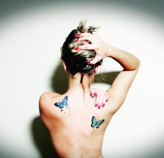 点击大图看下一张：美丽的女性都喜欢的漂亮的蝴蝶纹身图案