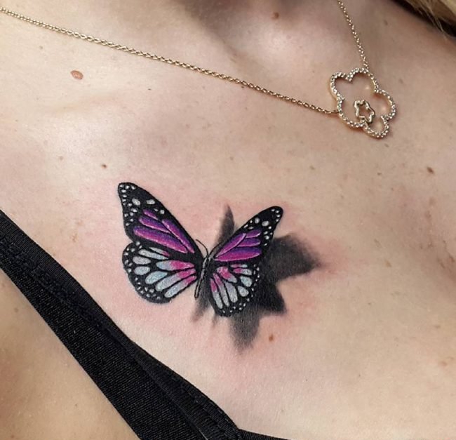 点击大图看下一张：美丽的女性都喜欢的漂亮的蝴蝶纹身图案