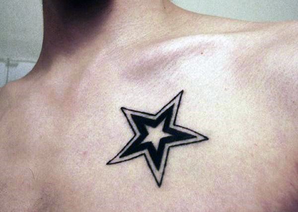 点击大图看下一张：多款包含五角星图案的男性纹身图片