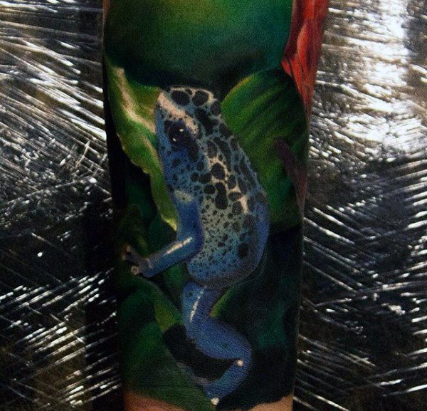 点击大图看下一张：多款超逼真的现实主义风格彩色青蛙纹身图案