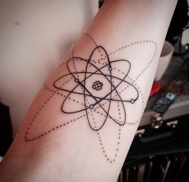 点击大图看下一张：多款看起来很深奥的科学原子纹身图案