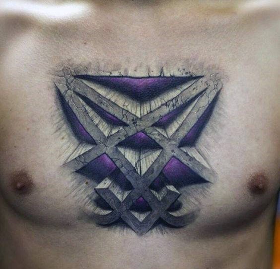 点击大图看下一张：多款男性奇特的心形似五角星标记纹身图案