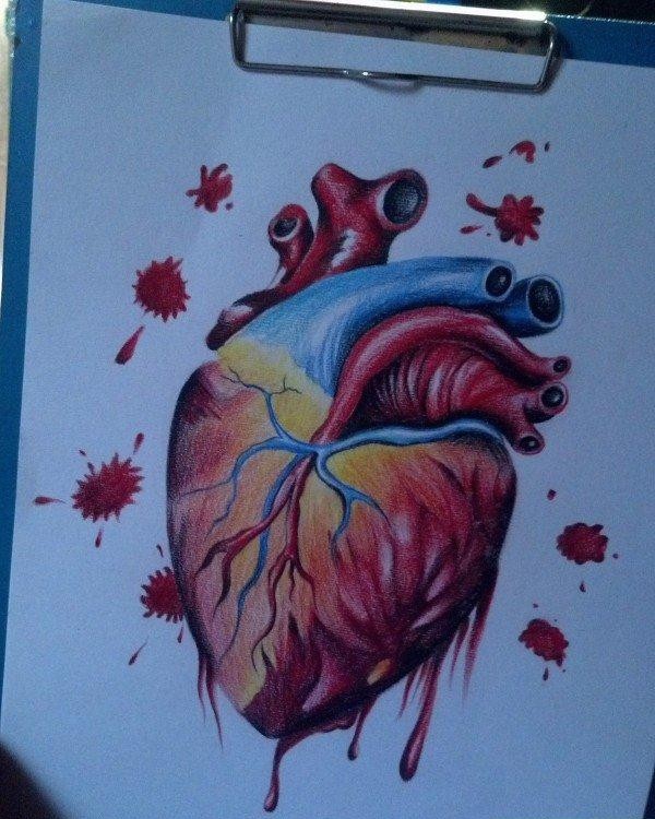 点击大图看下一张：非常写实的心脏纹身图案