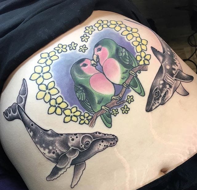 点击大图看下一张：各种风格动物图案纹身来自于纹身师艾米