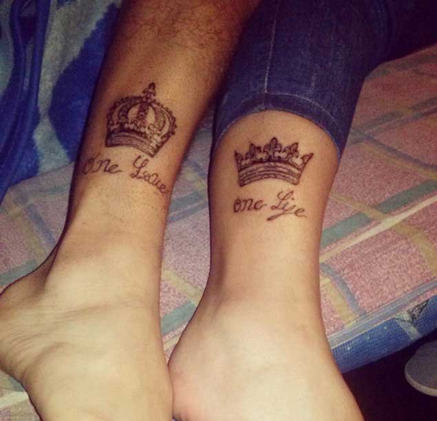 点击大图看下一张:情人同款K&Q的国王皇后的皇冠纹身图案欣赏