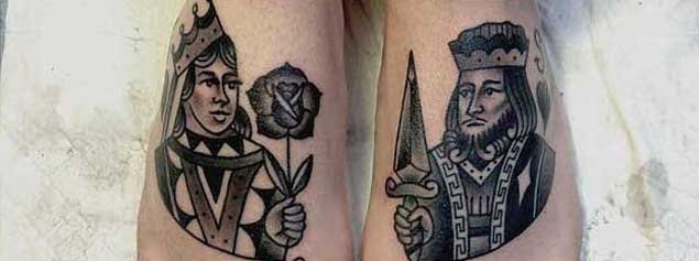 点击大图看下一张:情人同款K&Q的国王皇后的皇冠纹身图案欣赏