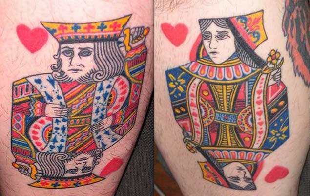 点击大图看下一张:情人同款K&Q的国王皇后的皇冠纹身图案欣赏