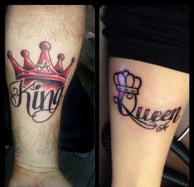 点击大图看下一张:情人同款K&Q的国王皇后的皇冠纹身图案欣赏