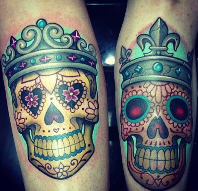 点击大图看下一张:情人同款K&Q的国王皇后的皇冠纹身图案欣赏