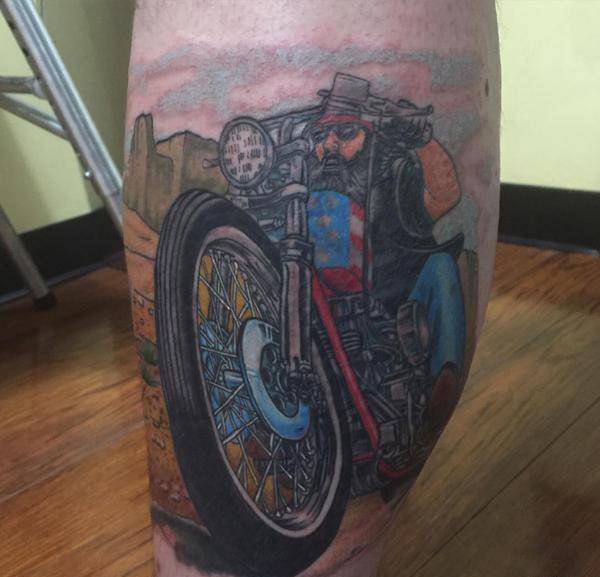 点击大图看下一张：一组男性帅气的关于摩托车骑手主题的纹身图案