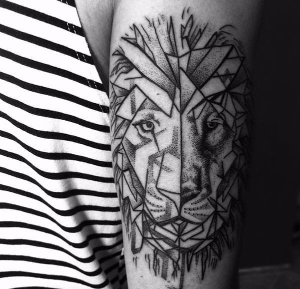 点击大图看下一张：14款庄严宏伟的狮子头纹身图案
