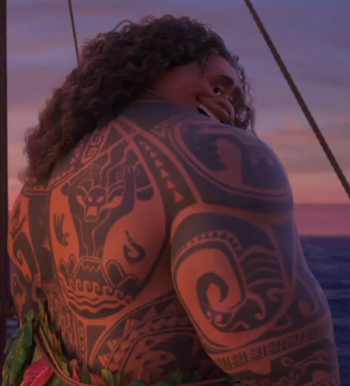 点击大图看下一张：迪士尼3D电影《海洋奇缘》里的卡通人物部落图腾纹身图案