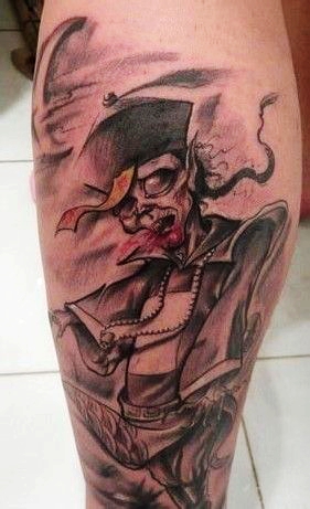 点击大图看下一张：个性独特的彩绘僵尸纹身图案