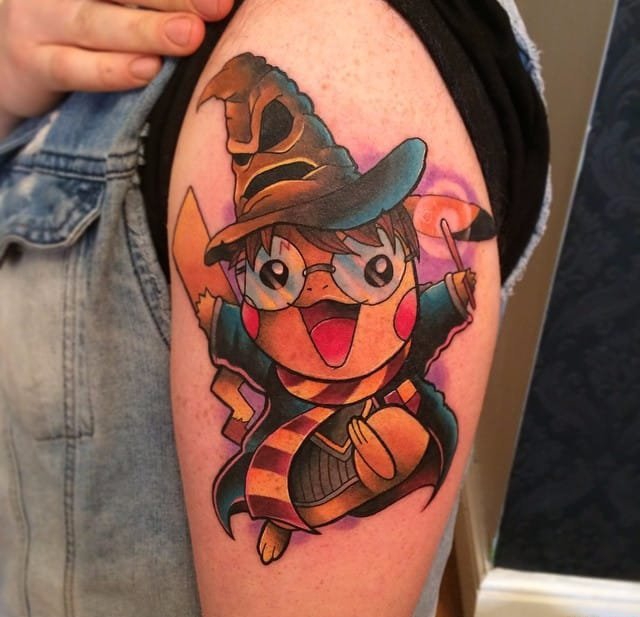 点击大图看下一张：14款可爱的皮卡丘卡通纹身小图案