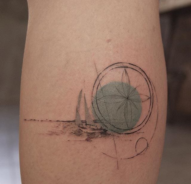 点击大图看下一张：粗略的建筑效果图简易纹身素描纹身图案