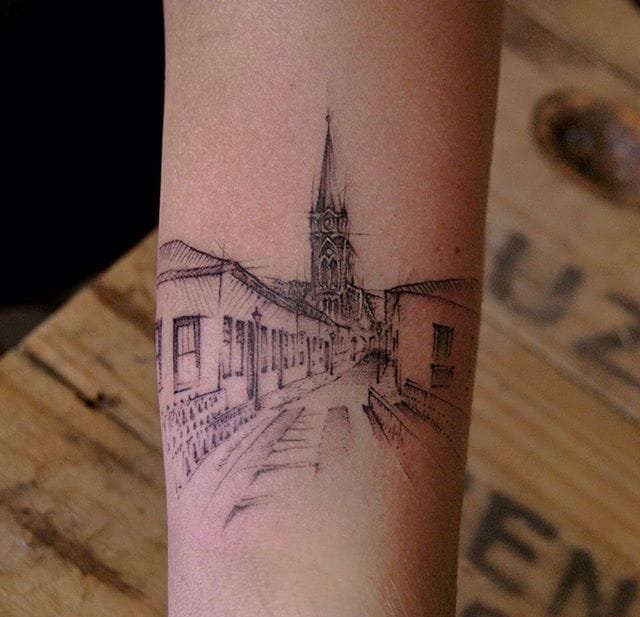 点击大图看下一张:粗略的建筑效果图简易纹身素描纹身图案