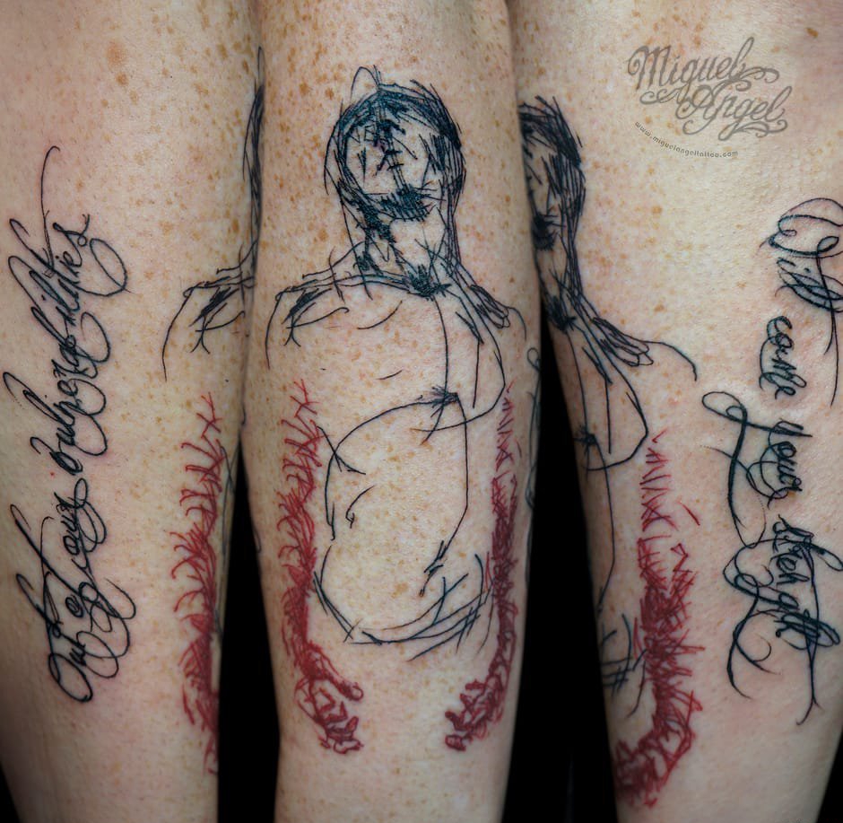 点击大图看下一张：15款黑色的简易纹身素描纹身图案