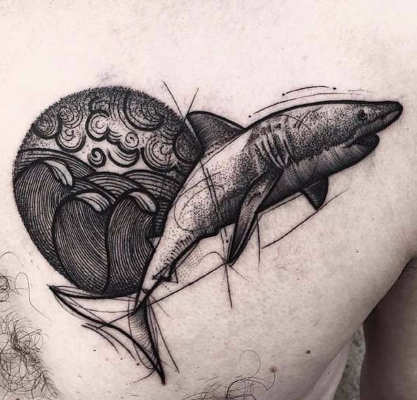 点击大图看下一张：15款黑色的简易纹身素描纹身图案