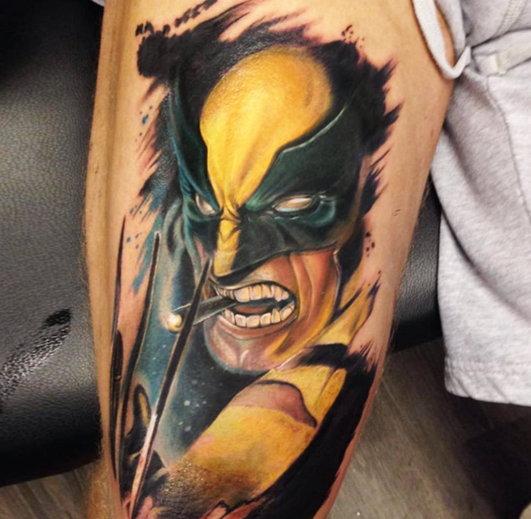 点击大图看下一张：经典超级英雄金刚狼动漫人物的纹身图案