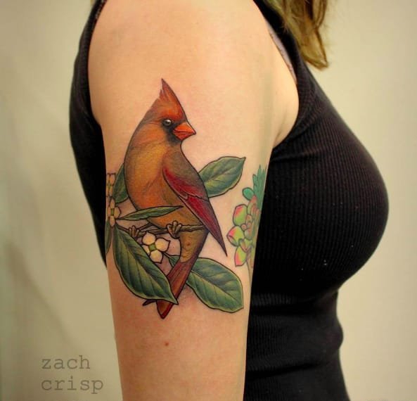 点击大图看下一张：彩色的水墨风格纹身动物鸟纹身图案