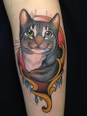 霸气的小黑猫纹身动物图案纹身