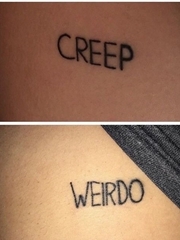 黑色的英文纹身单词CREEP和WEIRDO字母纹身图片