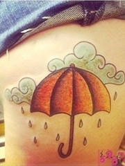 女生个性雨伞纹身图案