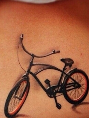 腰部创意立体的自行车纹身图案