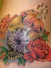 欧美超漂亮的玫瑰花 百合花纹身图案