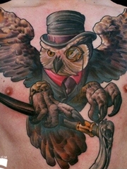 国外大师一款猫头鹰纹身图案