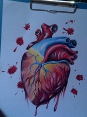 非常写实的心脏纹身图案