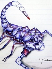好看的蓝色蝎子纹身手稿图片