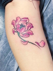 小清新亮丽彩绘花朵纹身刺青图案