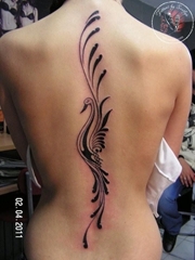 性感美女背部艺术鸟儿纹身图片