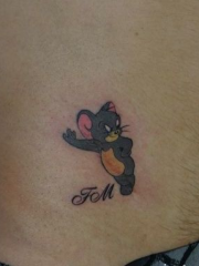 卡通猫和老鼠小杰瑞彩绘纹身图案