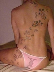 裸体性感美女背部仙女散花纹身图案