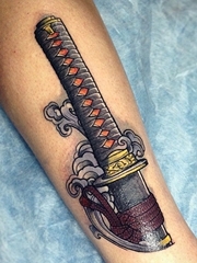 4款清晰的日本武士刀纹身图案